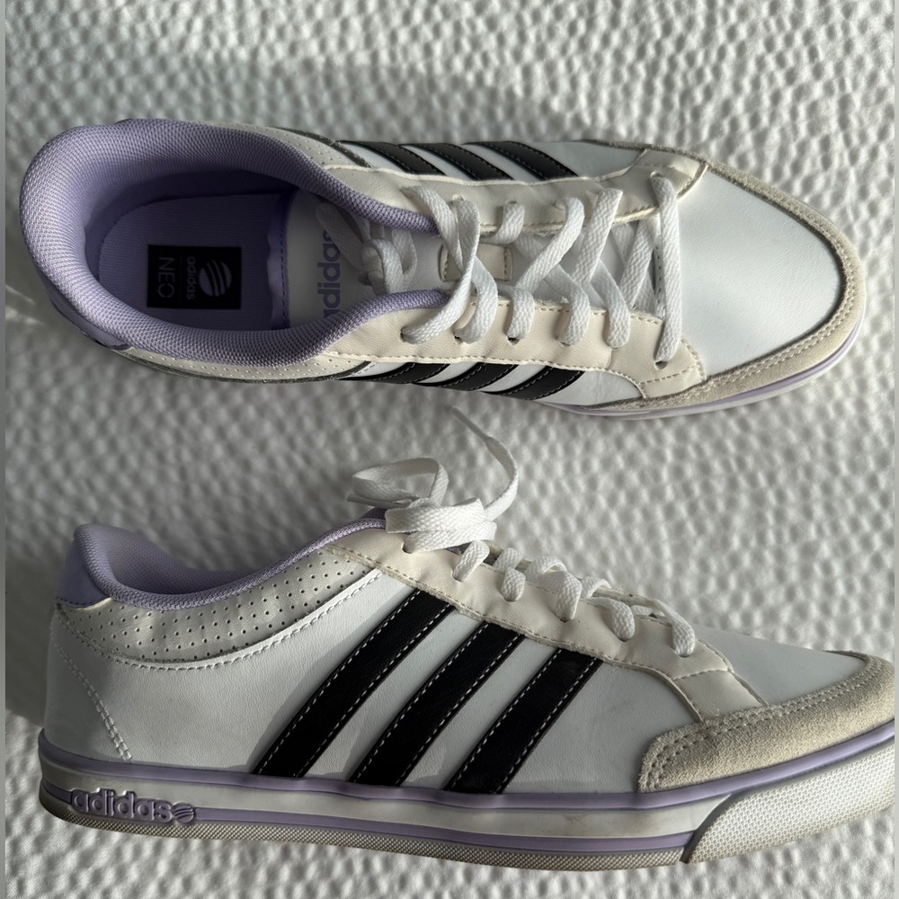 Adidas Neo Label Ortholite Comfort Foam White Purple Shoes Women's Size 8.5